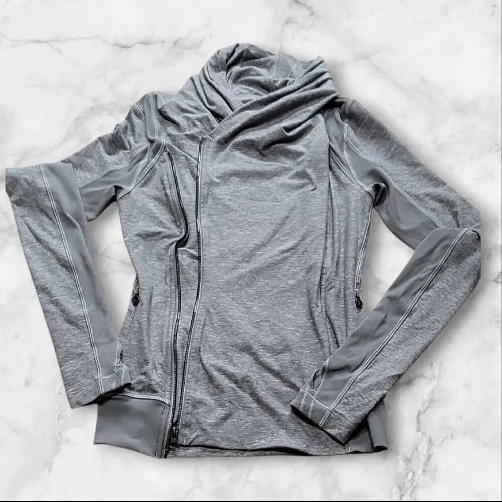 Lululemon Bhakti Yoga Asymmetrical Wrap Athleisure Zip Jacket Gray Size 6